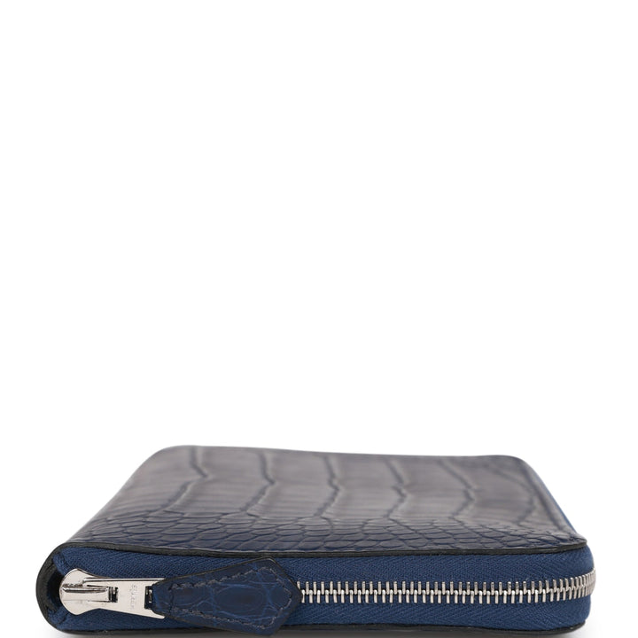 Top quality Hermes Azap Classic Wallet Bleu Saphir Matte Alligator Palladium Hardware