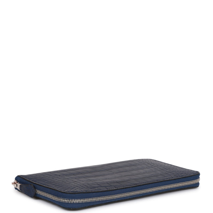 Top quality Hermes Azap Classic Wallet Bleu Saphir Matte Alligator Palladium Hardware