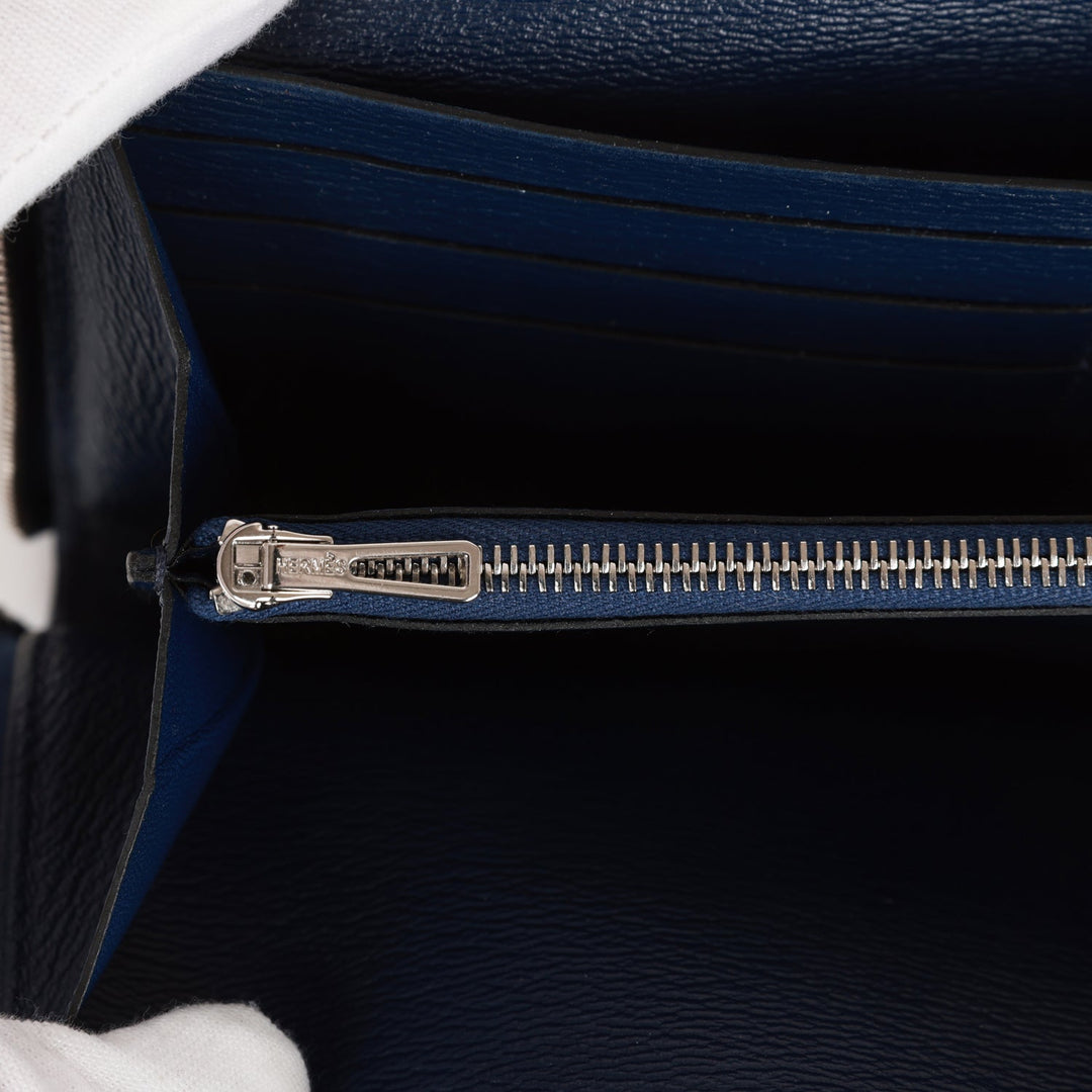 Top quality Hermes Azap Classic Wallet Bleu Saphir Matte Alligator Palladium Hardware