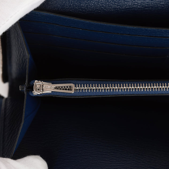 Top quality Hermes Azap Classic Wallet Bleu Saphir Matte Alligator Palladium Hardware