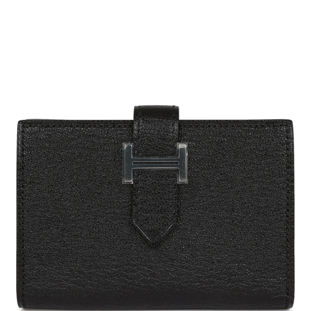 Top quality Hermes Bearn Card Holder Wallet Black Chevre Palladium Hardware