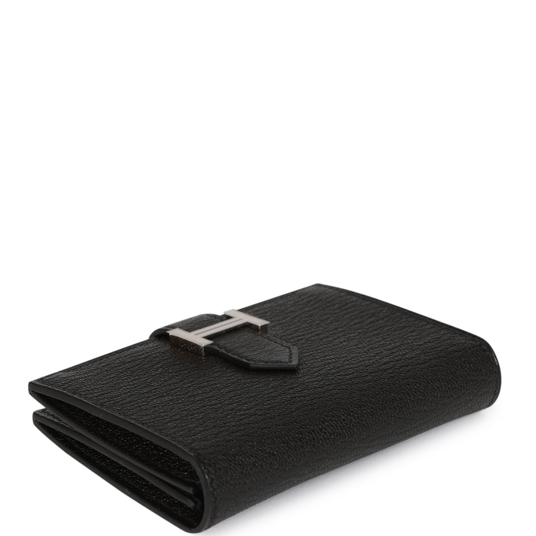 Top quality Hermes Bearn Card Holder Wallet Black Chevre Palladium Hardware
