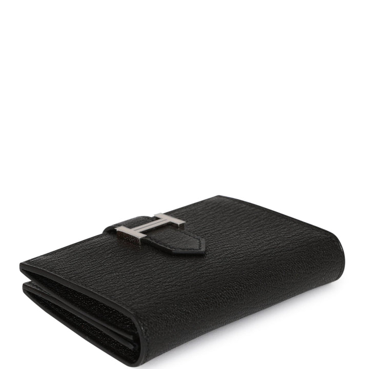 Top quality Hermes Bearn Card Holder Wallet Black Chevre Palladium Hardware