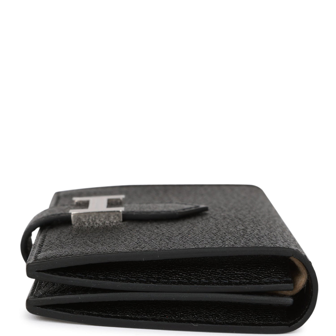 Top quality Hermes Bearn Card Holder Wallet Black Chevre Palladium Hardware