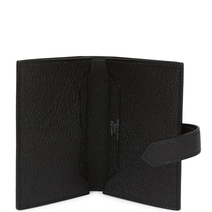 Top quality Hermes Bearn Card Holder Wallet Black Chevre Palladium Hardware