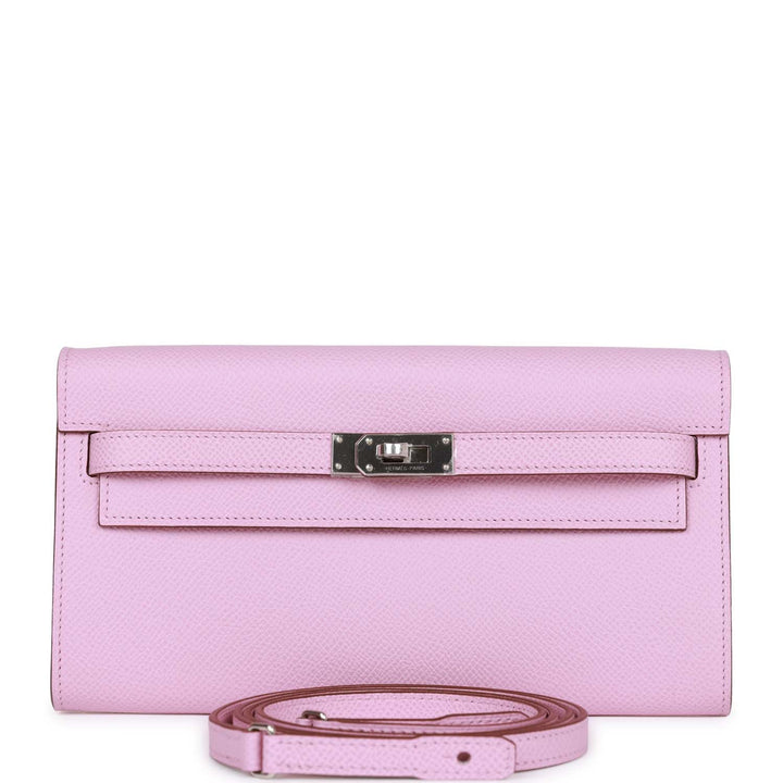 Top quality Hermes Kelly Wallet To Go Mauve Sylvestre Epsom Palladium Hardware