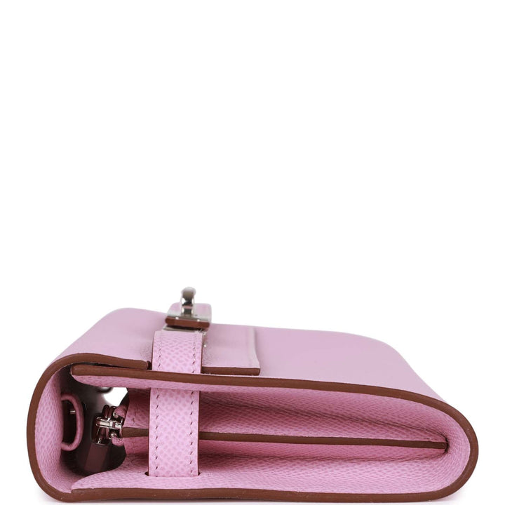 Top quality Hermes Kelly Wallet To Go Mauve Sylvestre Epsom Palladium Hardware