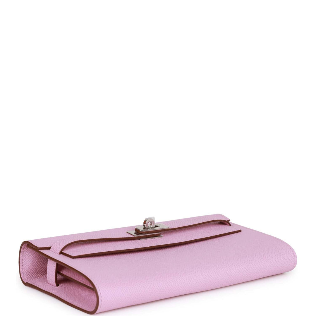 Top quality Hermes Kelly Wallet To Go Mauve Sylvestre Epsom Palladium Hardware