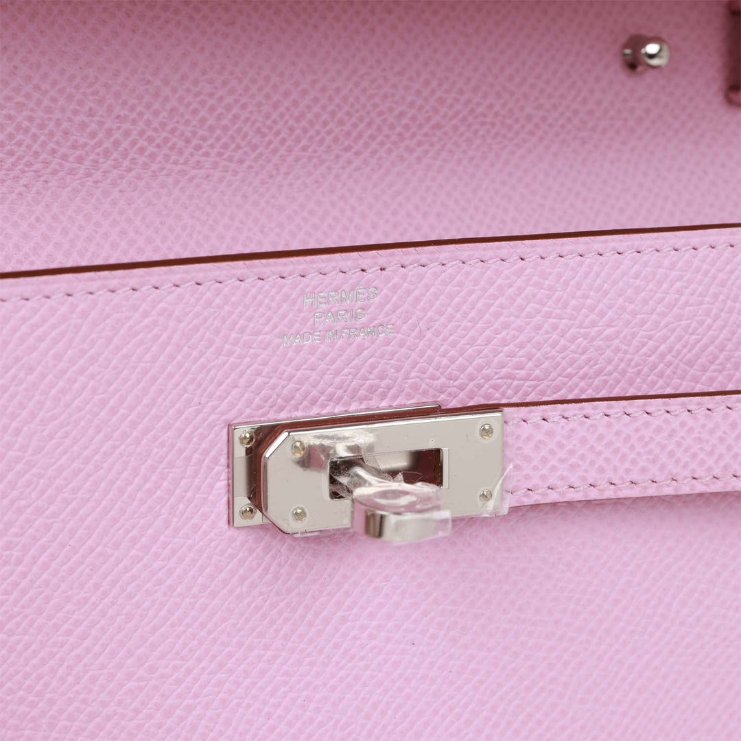 Top quality Hermes Kelly Wallet To Go Mauve Sylvestre Epsom Palladium Hardware