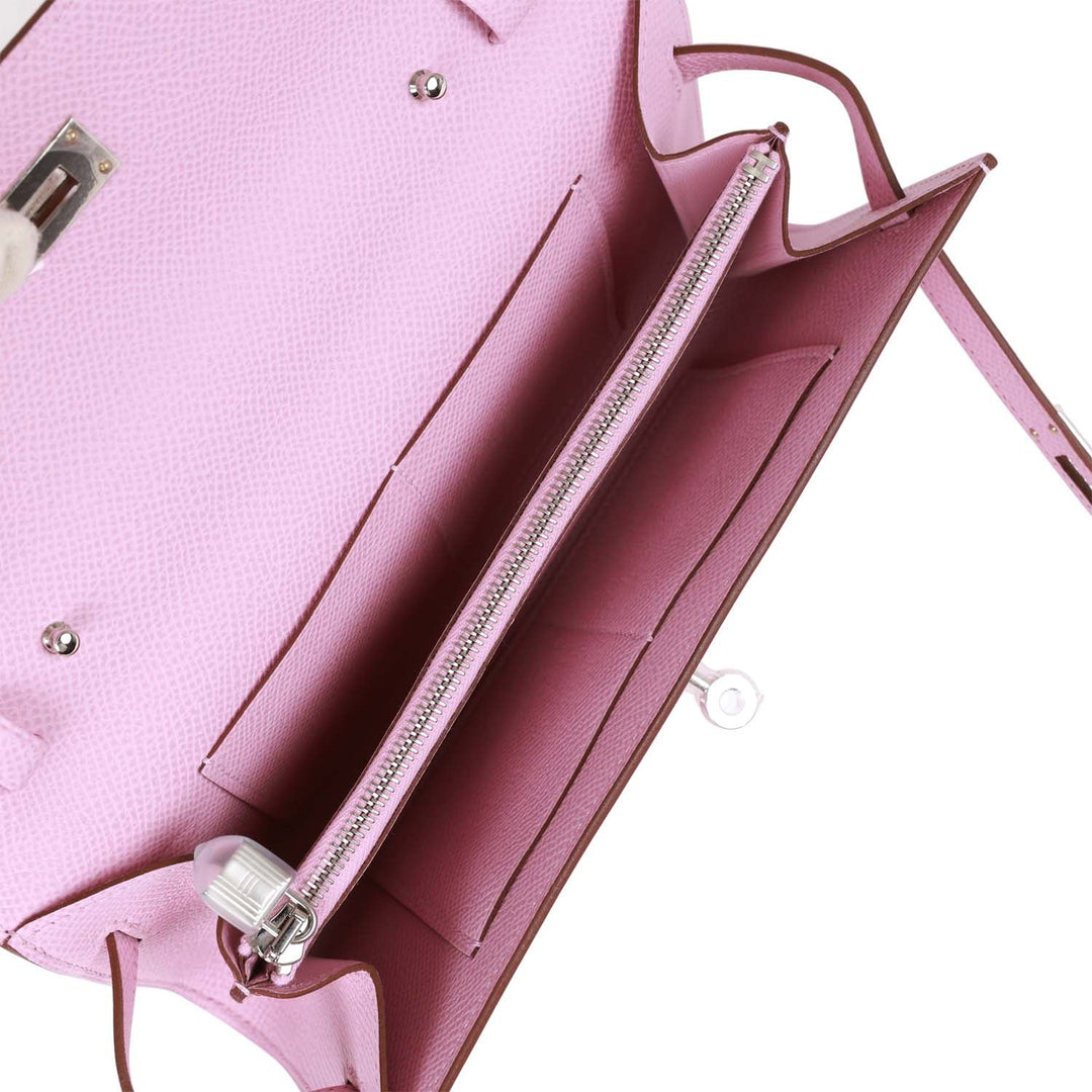 Top quality Hermes Kelly Wallet To Go Mauve Sylvestre Epsom Palladium Hardware