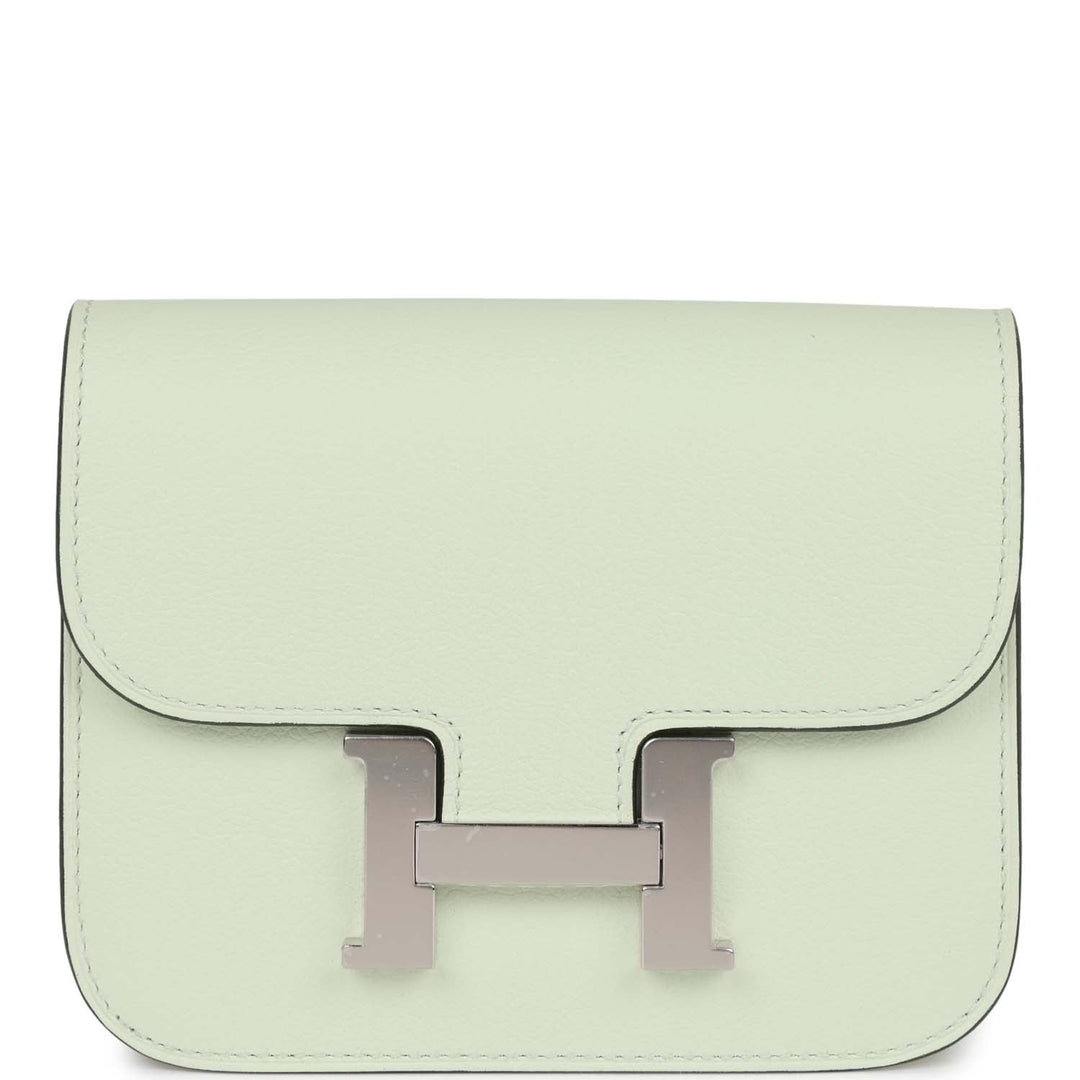 Top quality Hermes Constance Slim Wallet Vert Fizz Evercolor Palladium Hardware
