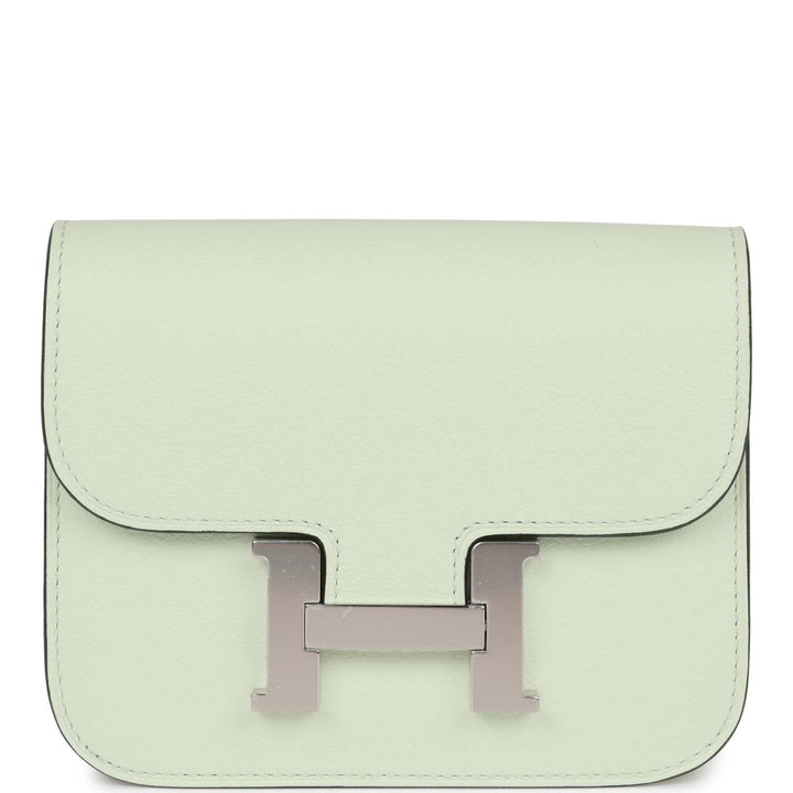Top quality Hermes Constance Slim Wallet Vert Fizz Evercolor Palladium Hardware