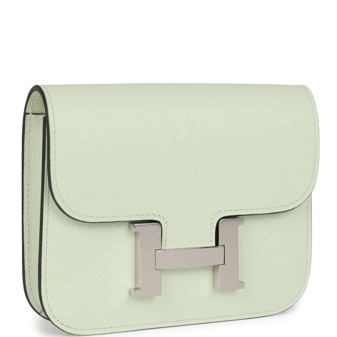 Top quality Hermes Constance Slim Wallet Vert Fizz Evercolor Palladium Hardware
