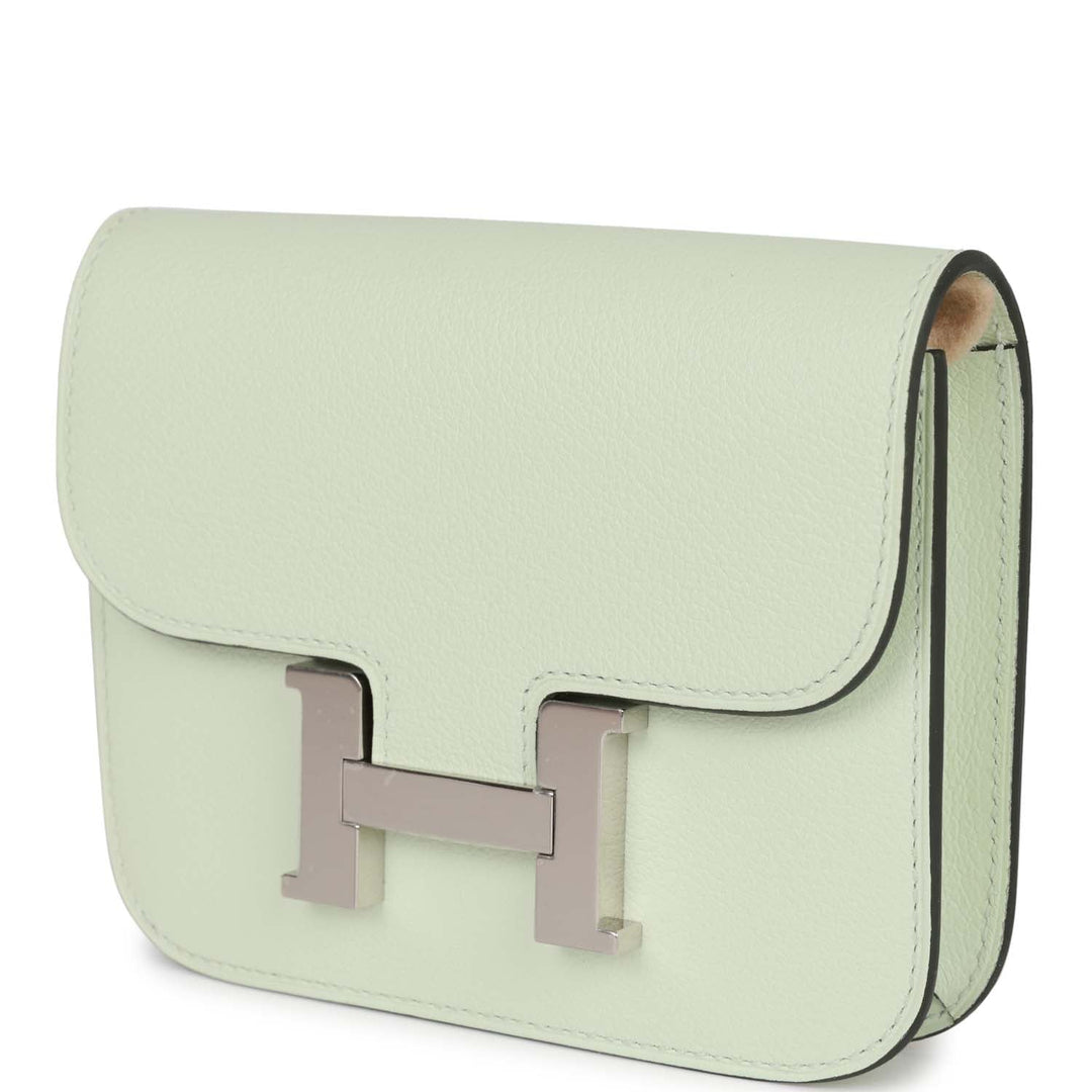 Top quality Hermes Constance Slim Wallet Vert Fizz Evercolor Palladium Hardware