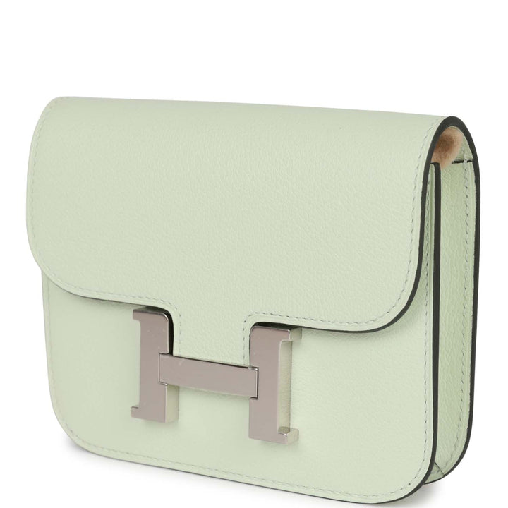 Top quality Hermes Constance Slim Wallet Vert Fizz Evercolor Palladium Hardware