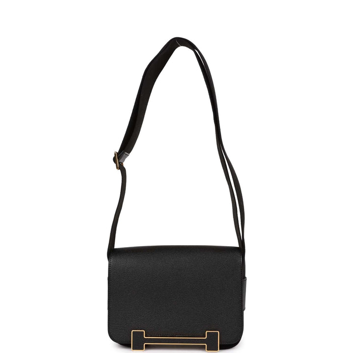 Top quality Hermes Geta Black Chevre Gold Hardware
