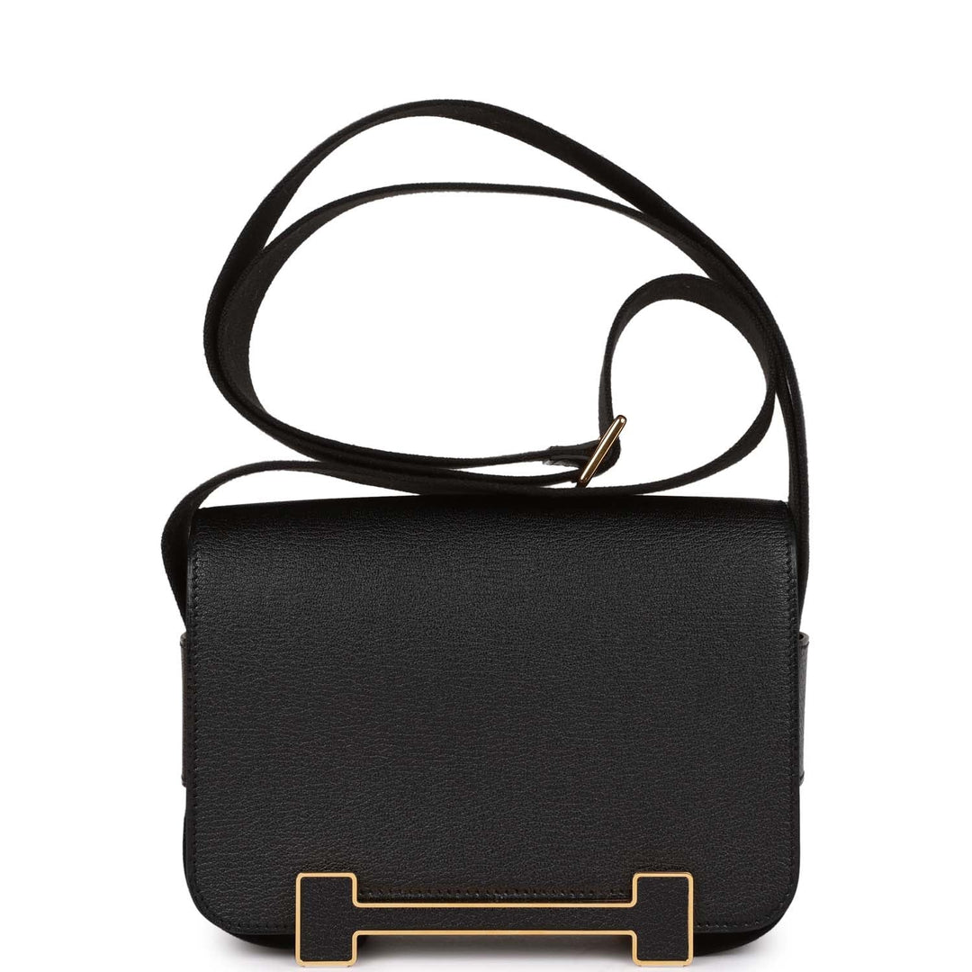Top quality Hermes Geta Black Chevre Gold Hardware