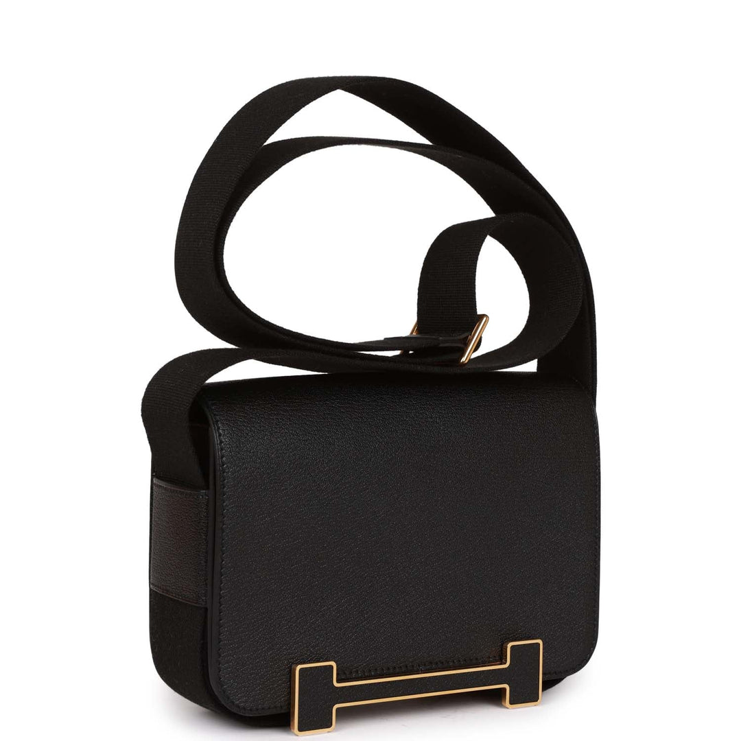 Top quality Hermes Geta Black Chevre Gold Hardware