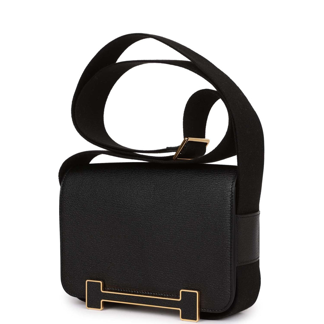Top quality Hermes Geta Black Chevre Gold Hardware