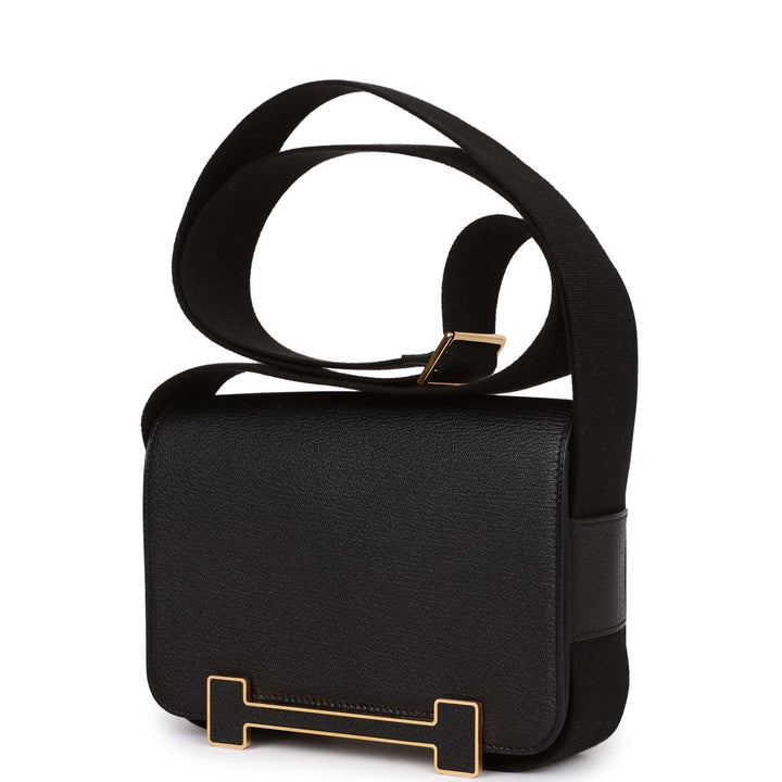 Top quality Hermes Geta Black Chevre Gold Hardware