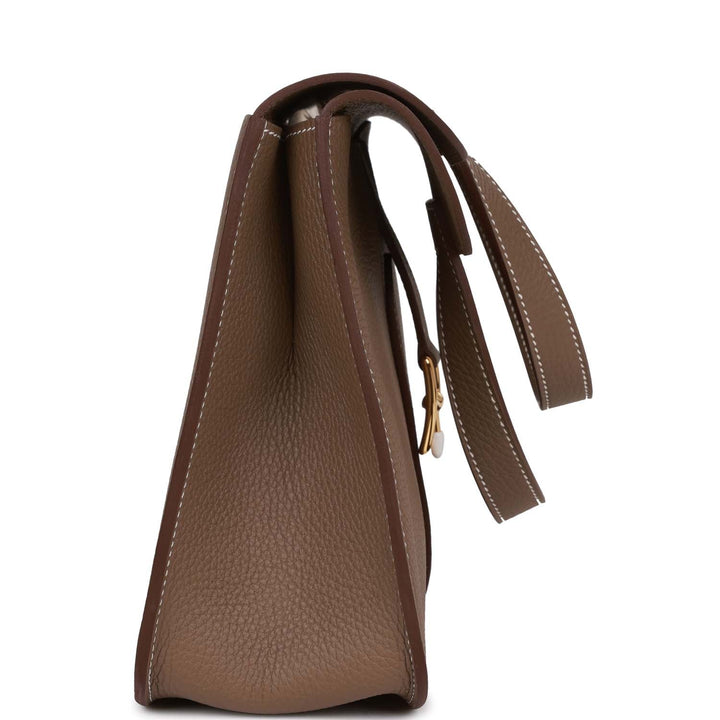 Top quality Hermes Halzan 31 Etoupe Clemence Gold Hardware