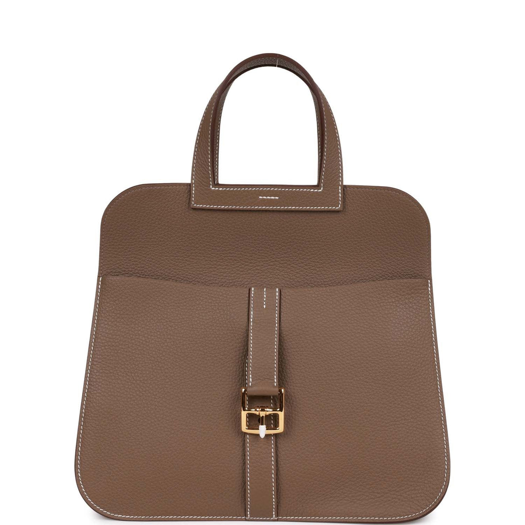 Top quality Hermes Halzan 31 Etoupe Clemence Gold Hardware