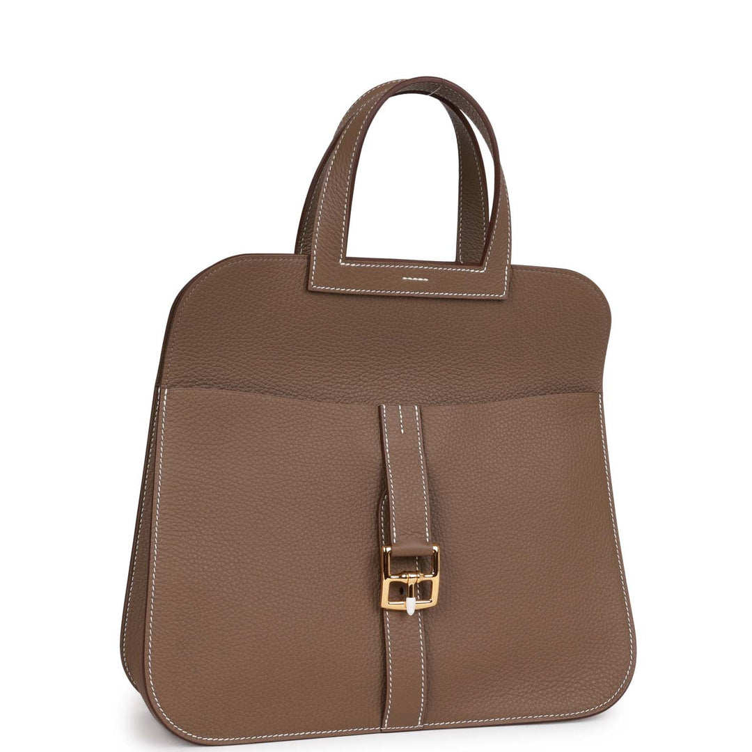 Top quality Hermes Halzan 31 Etoupe Clemence Gold Hardware