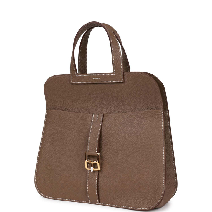 Top quality Hermes Halzan 31 Etoupe Clemence Gold Hardware