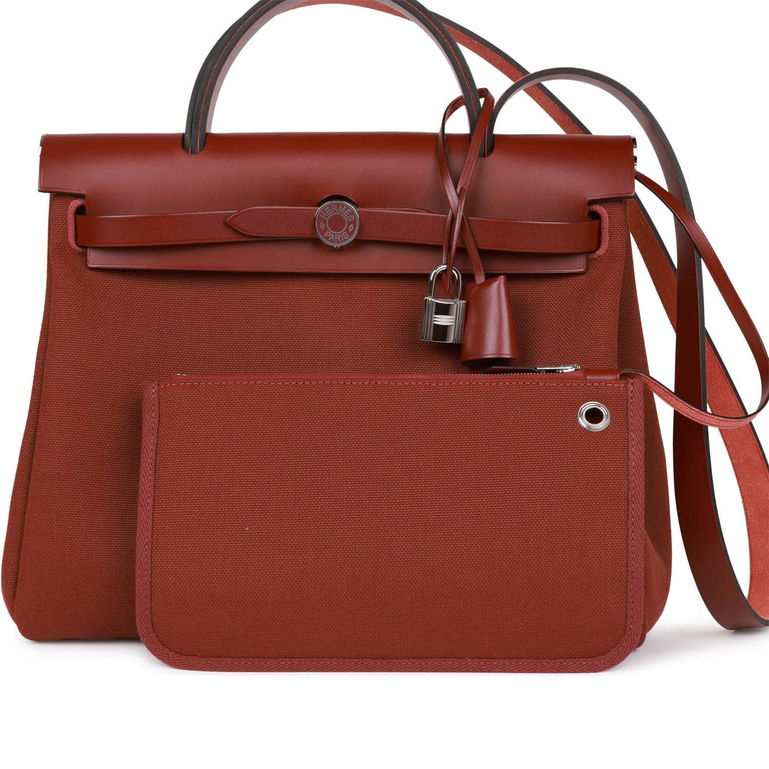 Top quality Hermes Herbag Zip PM 31 Rouge H Vache Hunter Palladium Hardware