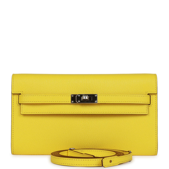 Top quality Hermes Kelly Wallet To Go Jaune Citron Chevre Palladium Hardware