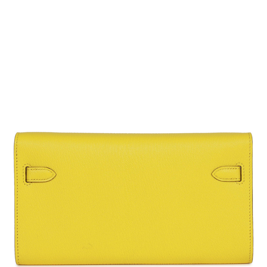 Top quality Hermes Kelly Wallet To Go Jaune Citron Chevre Palladium Hardware