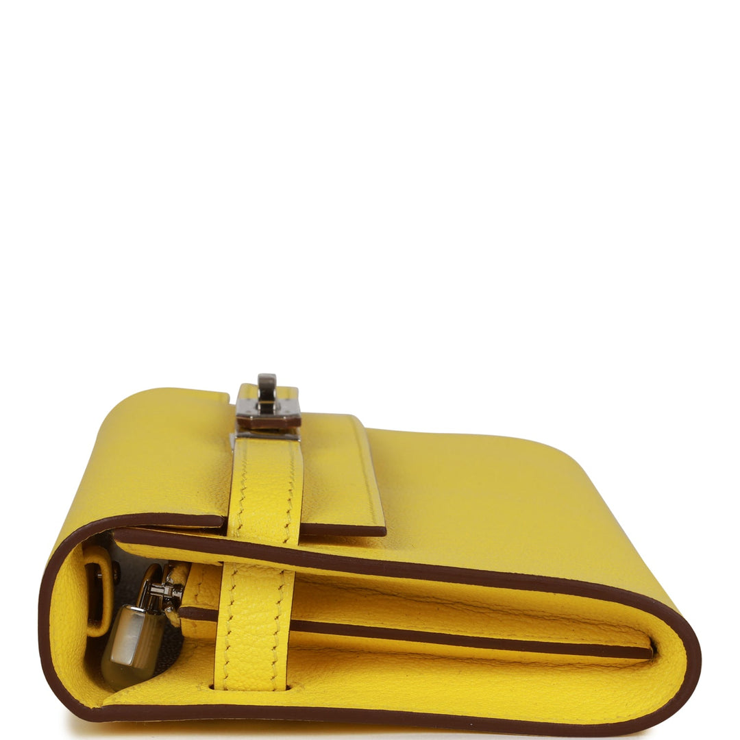 Top quality Hermes Kelly Wallet To Go Jaune Citron Chevre Palladium Hardware