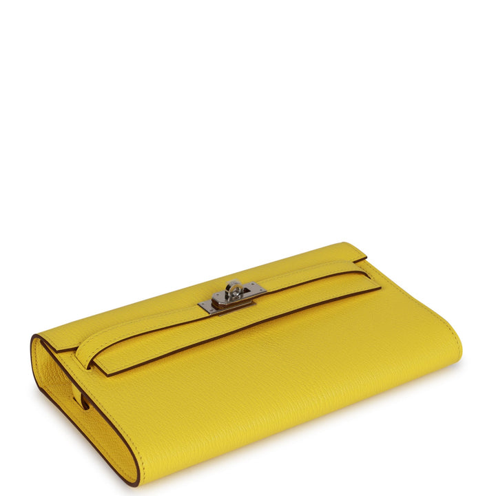 Top quality Hermes Kelly Wallet To Go Jaune Citron Chevre Palladium Hardware