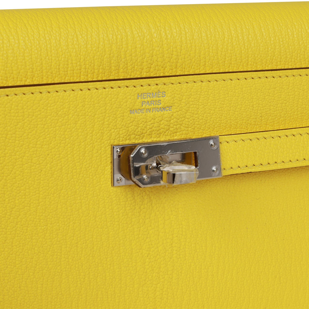 Top quality Hermes Kelly Wallet To Go Jaune Citron Chevre Palladium Hardware