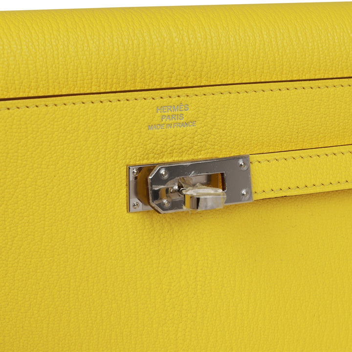Top quality Hermes Kelly Wallet To Go Jaune Citron Chevre Palladium Hardware