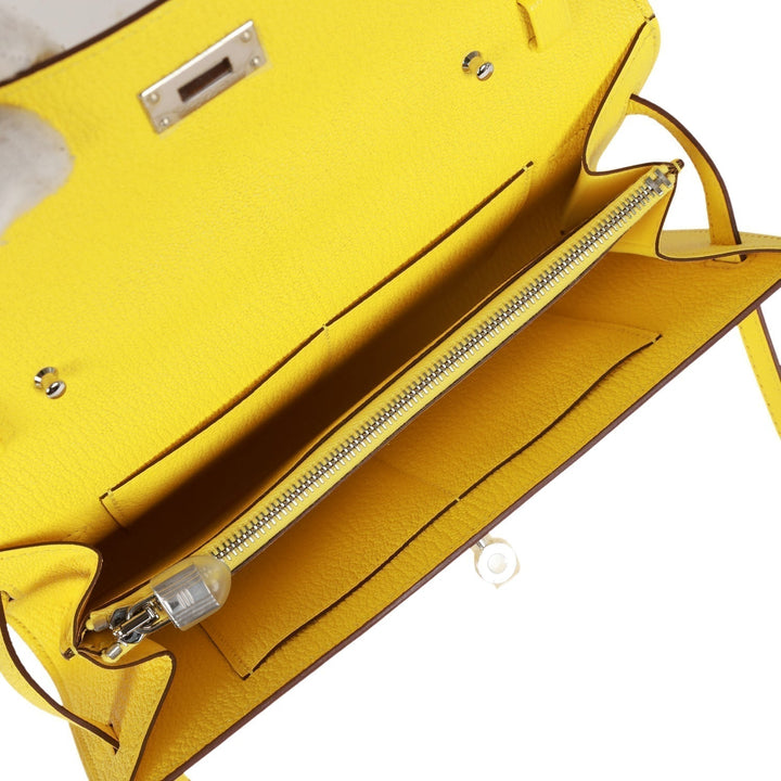 Top quality Hermes Kelly Wallet To Go Jaune Citron Chevre Palladium Hardware
