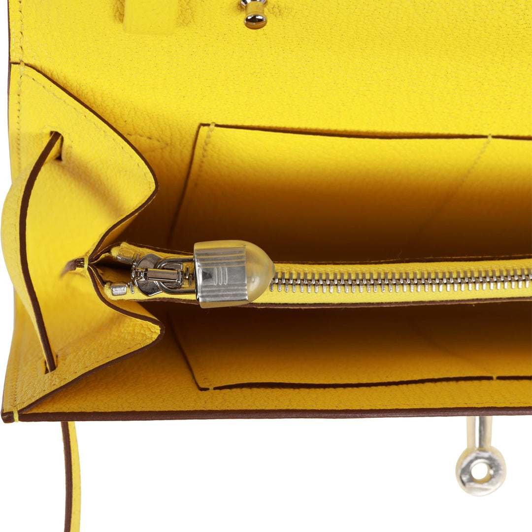 Top quality Hermes Kelly Wallet To Go Jaune Citron Chevre Palladium Hardware