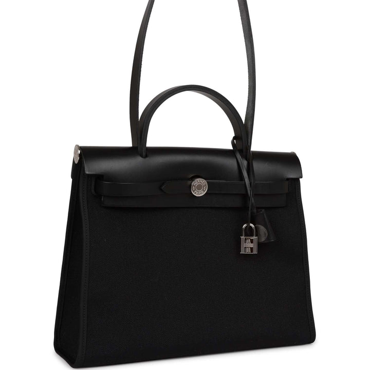 Top quality Hermes Herbag Zip PM 31 Black Toile H Berline Hunter Palladium Hardware