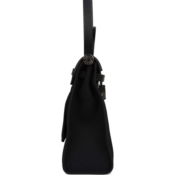 Top quality Hermes Herbag Zip PM 31 Black Toile H Berline Hunter Palladium Hardware