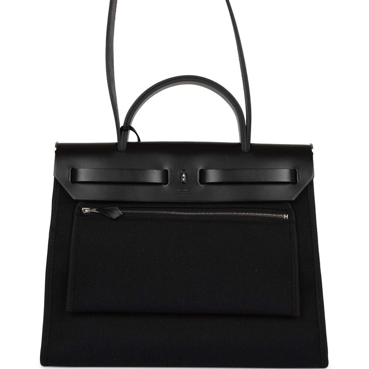 Top quality Hermes Herbag Zip PM 31 Black Toile H Berline Hunter Palladium Hardware