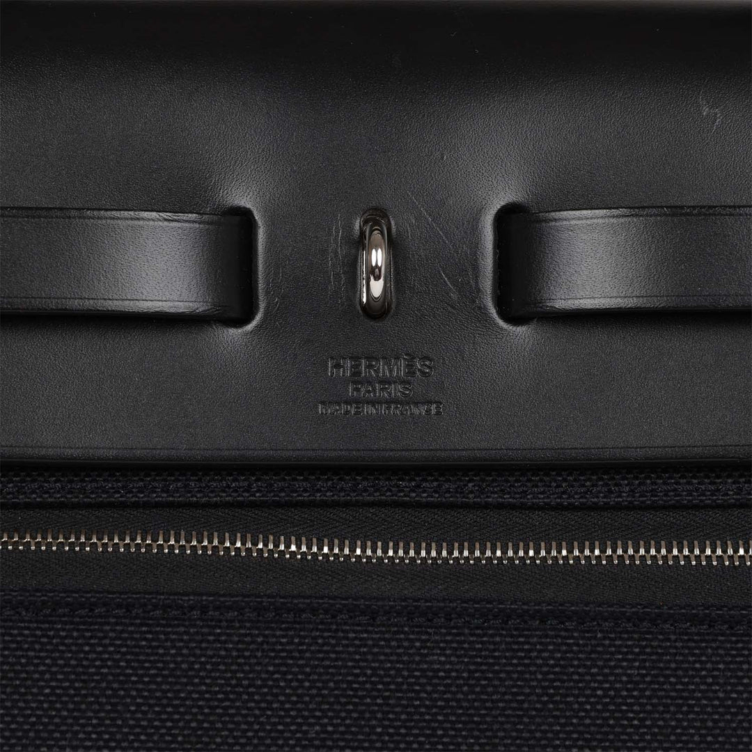 Top quality Hermes Herbag Zip PM 31 Black Toile H Berline Hunter Palladium Hardware