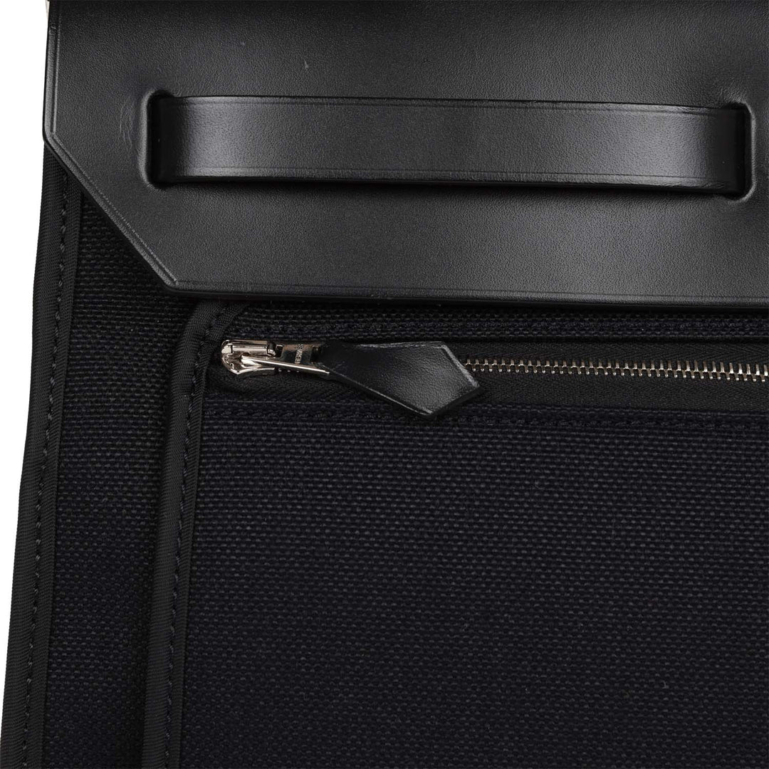 Top quality Hermes Herbag Zip PM 31 Black Toile H Berline Hunter Palladium Hardware