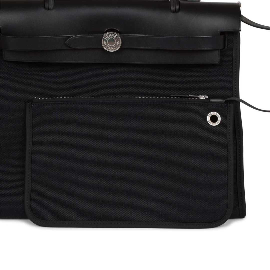 Top quality Hermes Herbag Zip PM 31 Black Toile H Berline Hunter Palladium Hardware
