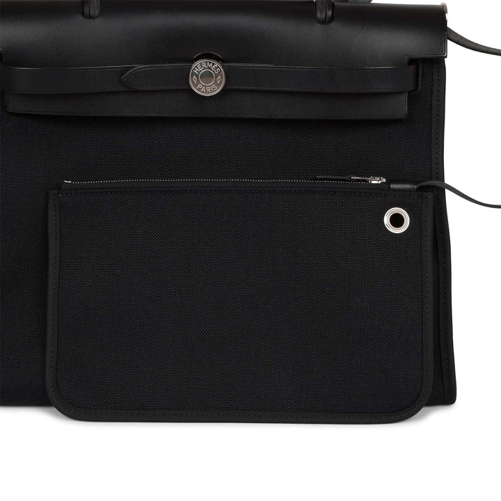 Top quality Hermes Herbag Zip PM 31 Black Toile H Berline Hunter Palladium Hardware