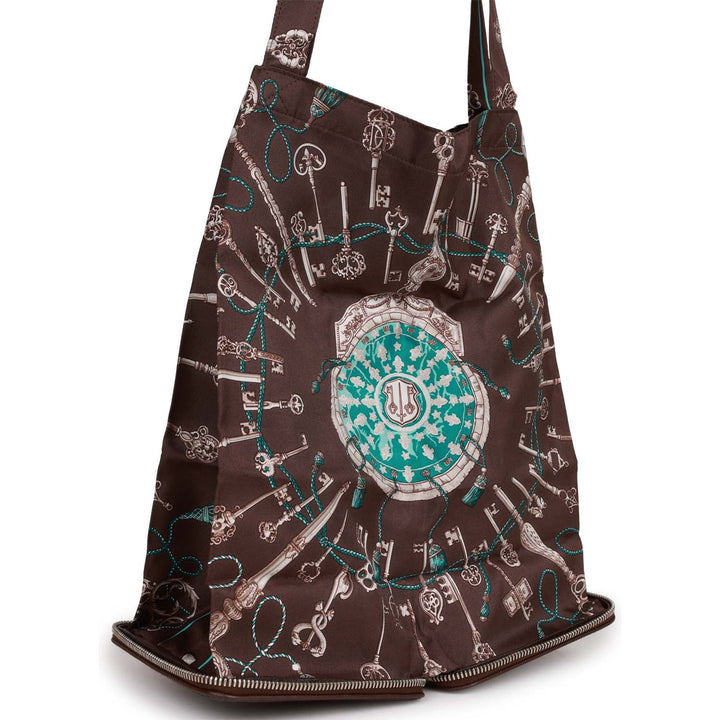 Top quality Hermes Les Cles Silky Pop Tote Chocolate Evercolor Palladium Hardware