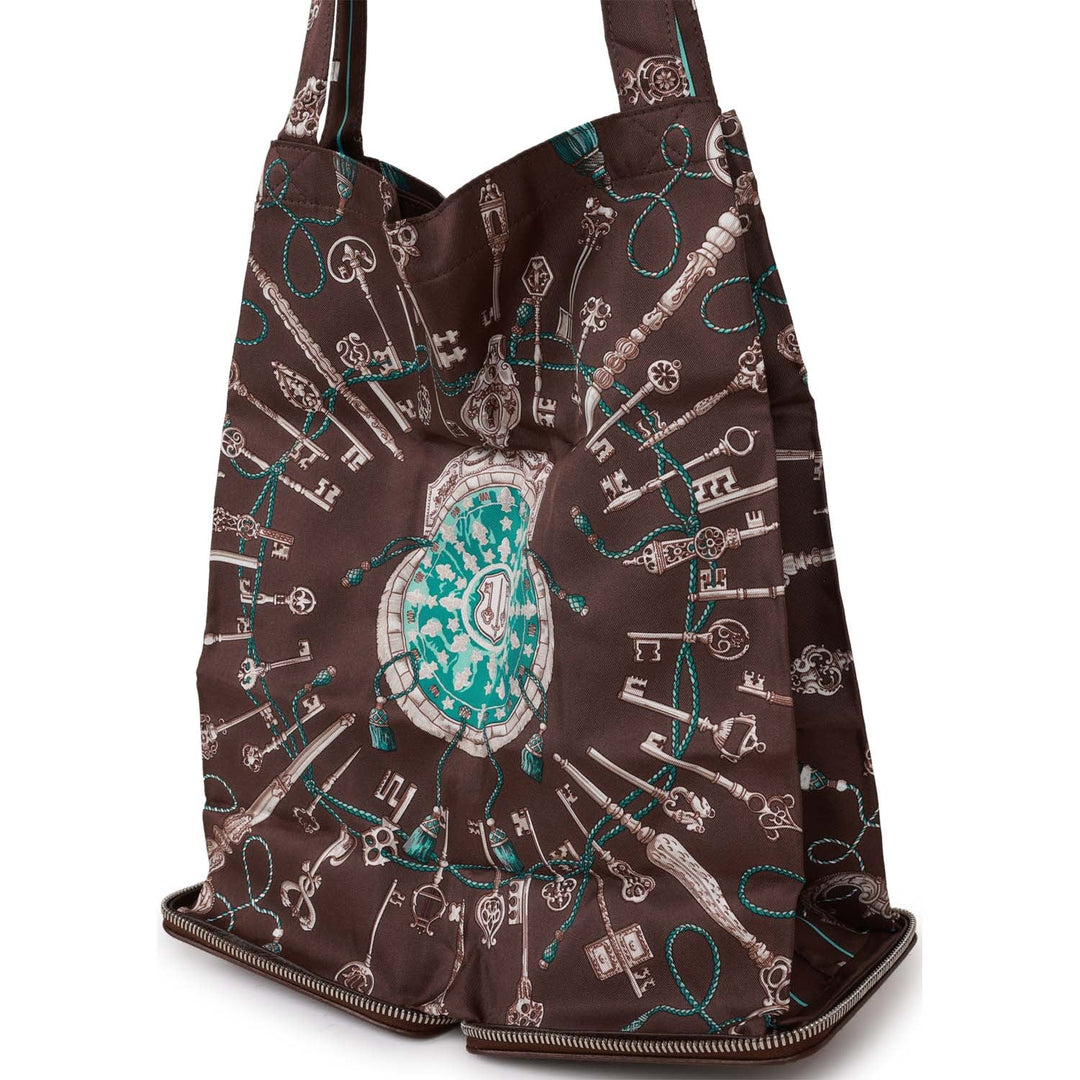 Top quality Hermes Les Cles Silky Pop Tote Chocolate Evercolor Palladium Hardware