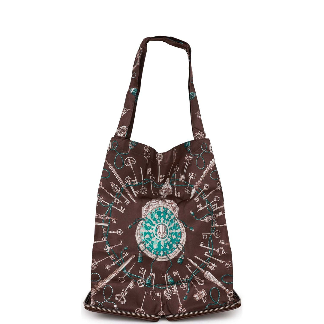Top quality Hermes Les Cles Silky Pop Tote Chocolate Evercolor Palladium Hardware