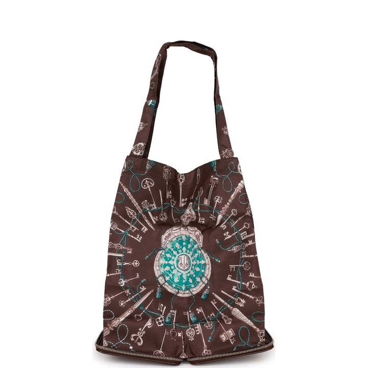 Top quality Hermes Les Cles Silky Pop Tote Chocolate Evercolor Palladium Hardware