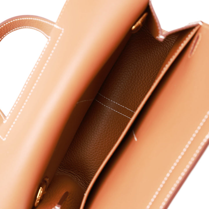 Hermes Halzan 25  Gold Clemence Gold Hardware