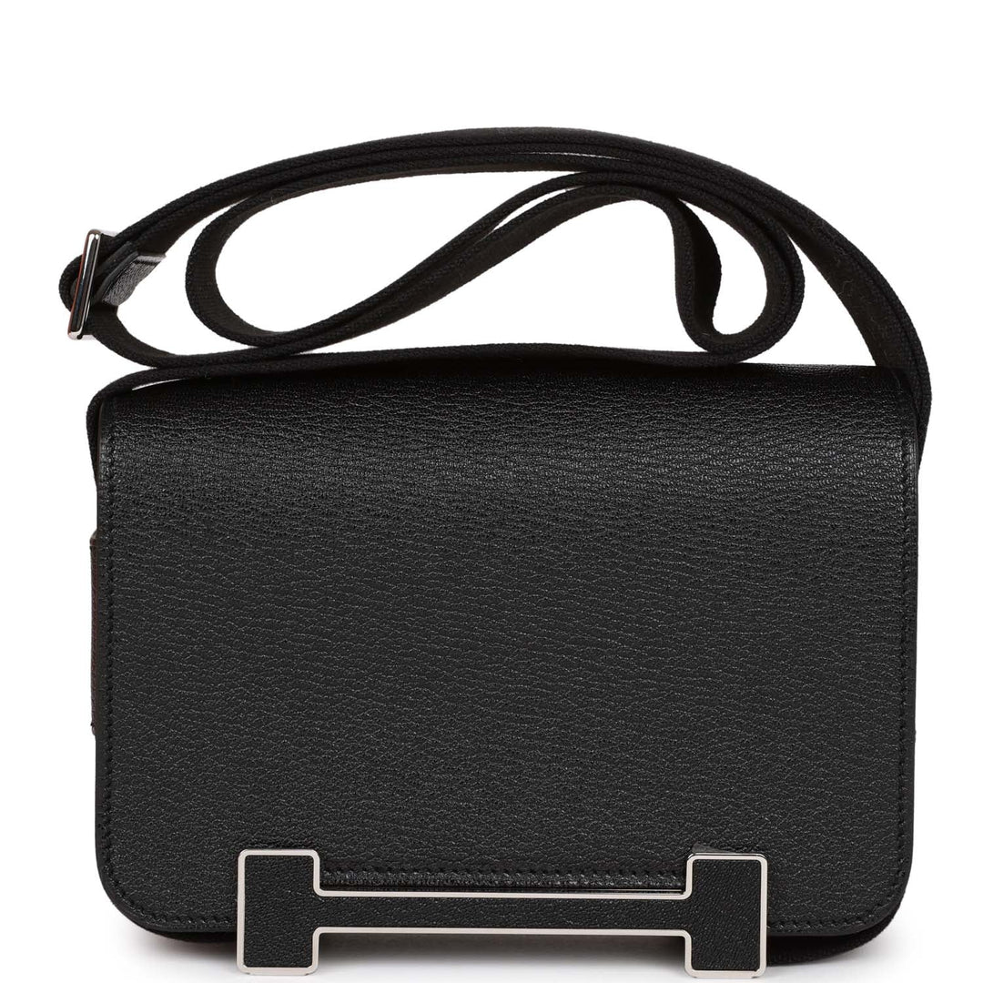 Top quality Hermes Geta Bag Black Chevre Palladium Hardware